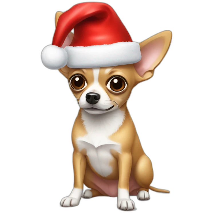 A chihuahua with Xmas hat emoji