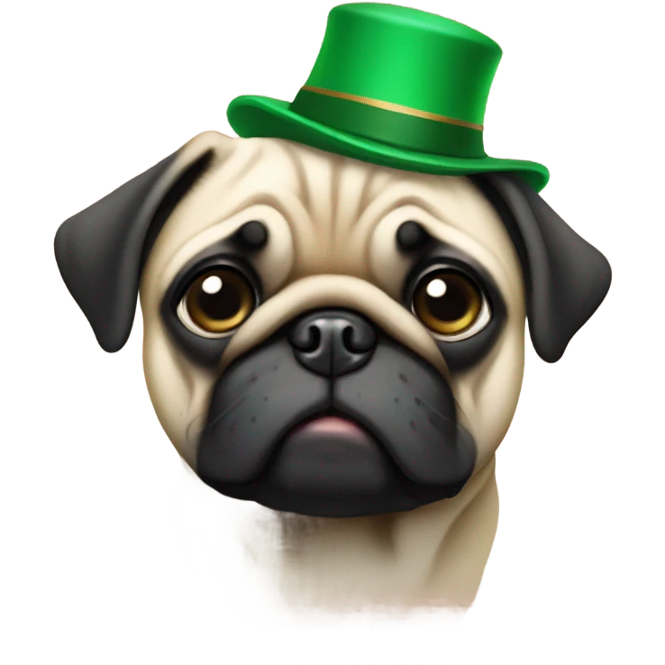 pug wearing a green hat emoji