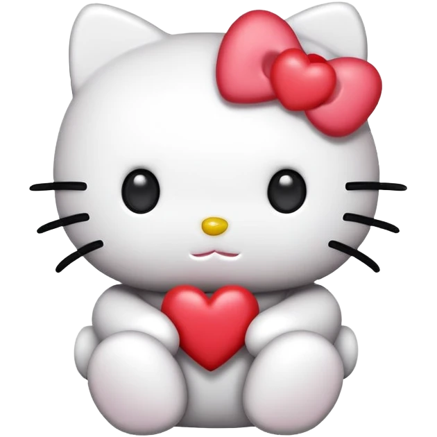 Hello kitty but with heart eyes and no mouth emoji