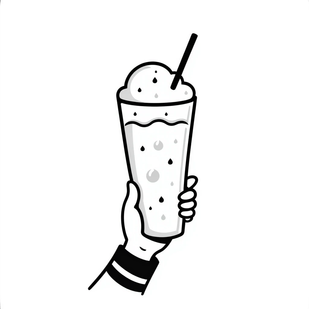 cream soda with hand-drawn lines, playful style emoji