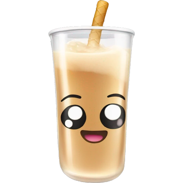 A boba tea inside of a champagne bottle.  emoji