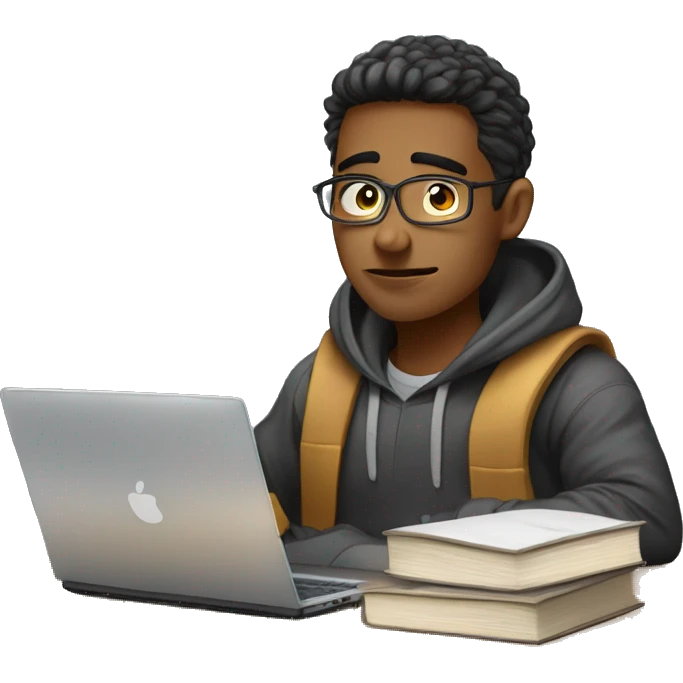 University student, Study hard, lots of assignment deadline, tired, study at Night, using computer  emoji
