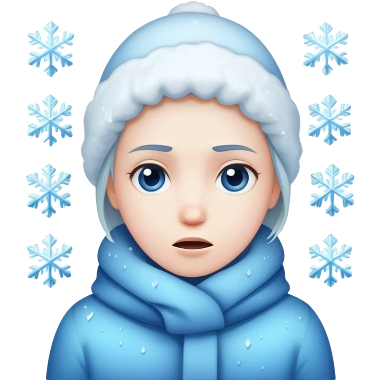 Shivering face with ice crystals, very cold emoji