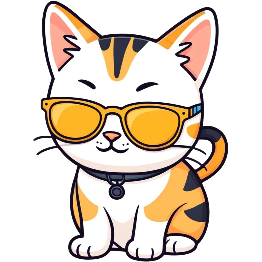 Tabby cat with sunglasses  emoji