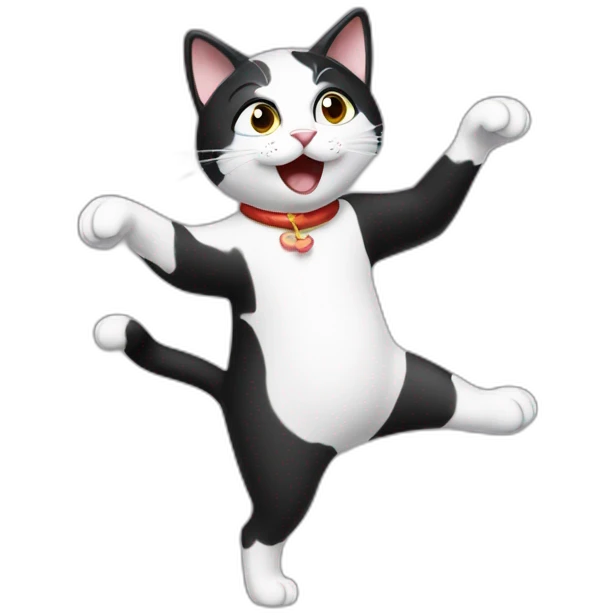 Black and white cat dancing emoji