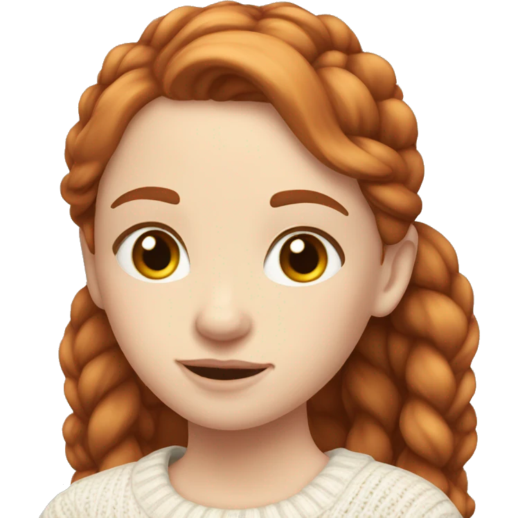 Red-haired girl in low ponytails with pale skin white sweater emoji