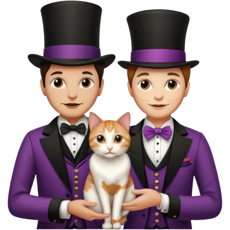magician couple and their pet cat emoji