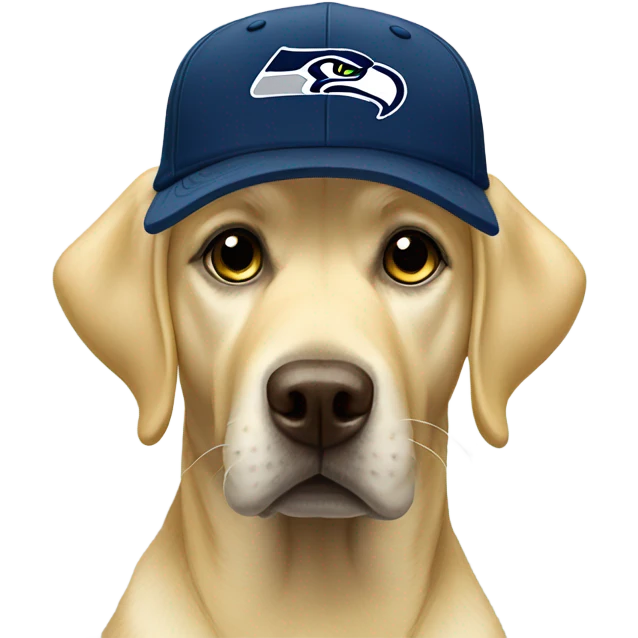 Yellow lab wearing seahawks hat  emoji