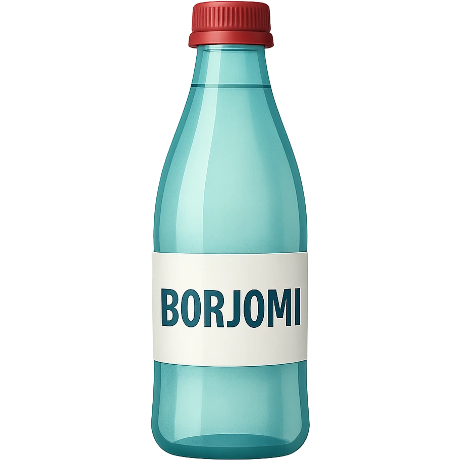 Borjomi water bottle emoji with label, variation 1 emoji