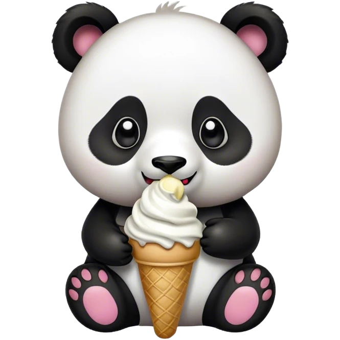 Panda eating ice cream emoji