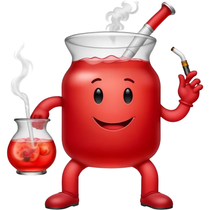 Kool-Aid man with legs smoking a bong emoji