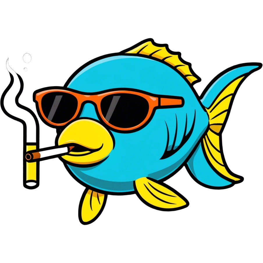 Fish smoking a blunt with sunglasses  emoji