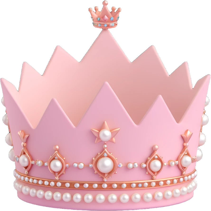 royal crown with pastel pink velvet, rose gold details, and pearl accents emoji