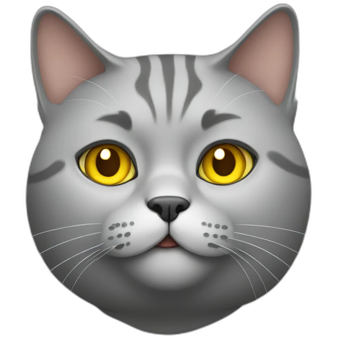 Fat cat grey with yellow eyes emoji