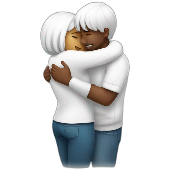 Hug couple white emoji