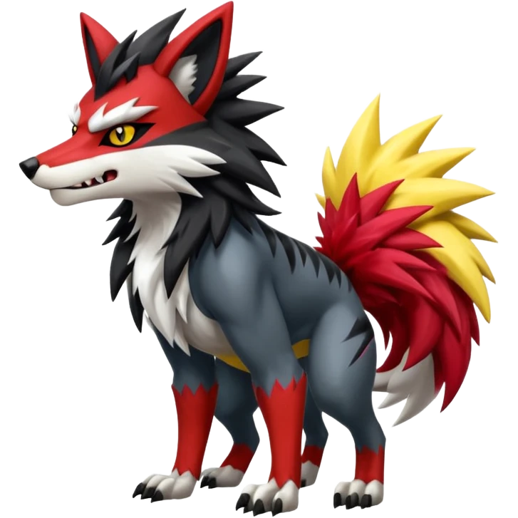 Shiny Anthropomorphic furry Badass cool Zeraora-Zoroark-Obstagoon-fusion emoji