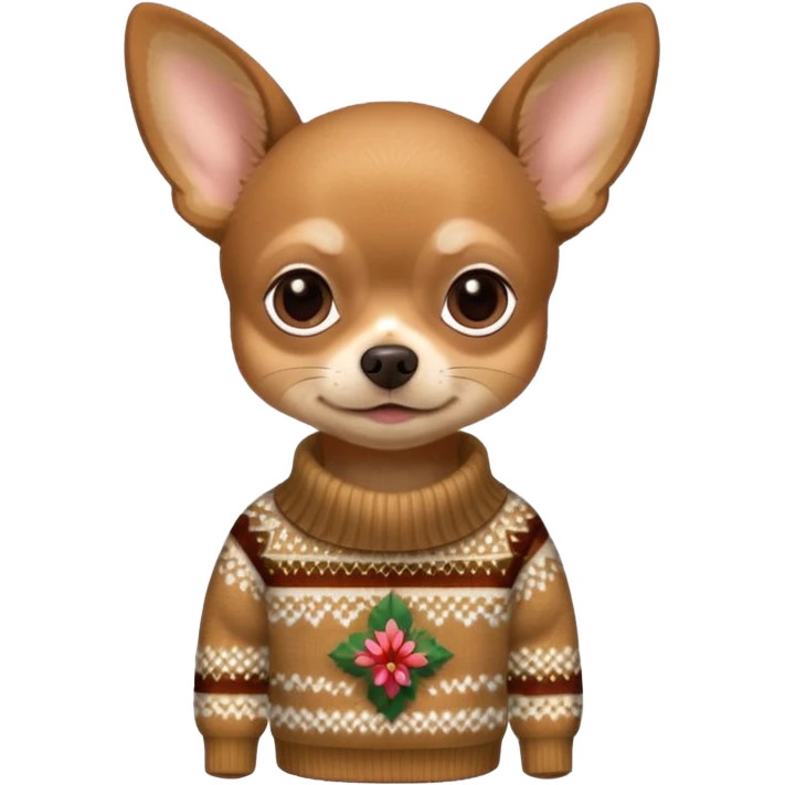
 deer-head chihuahua sitting wearing a sweater emoji