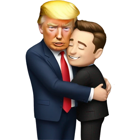 Trump and Elon Musk hugging emoji