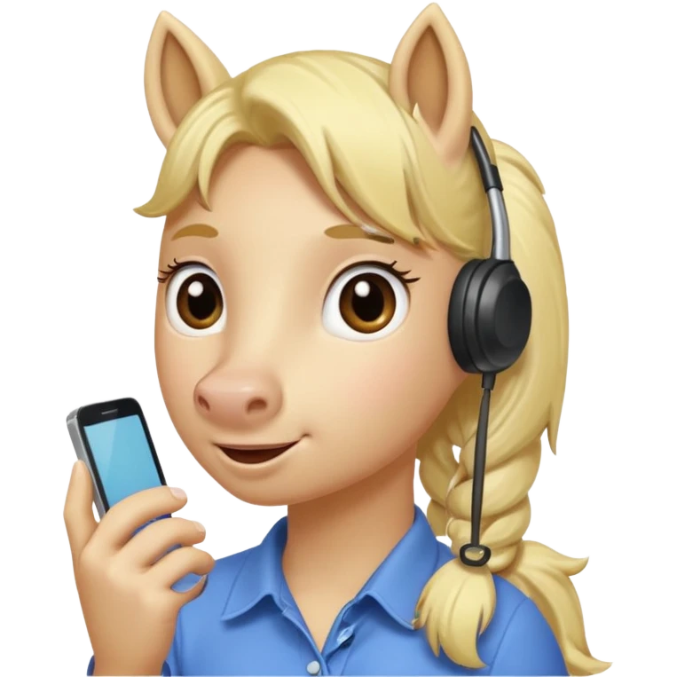 blonde pony talking with cellphone emoji