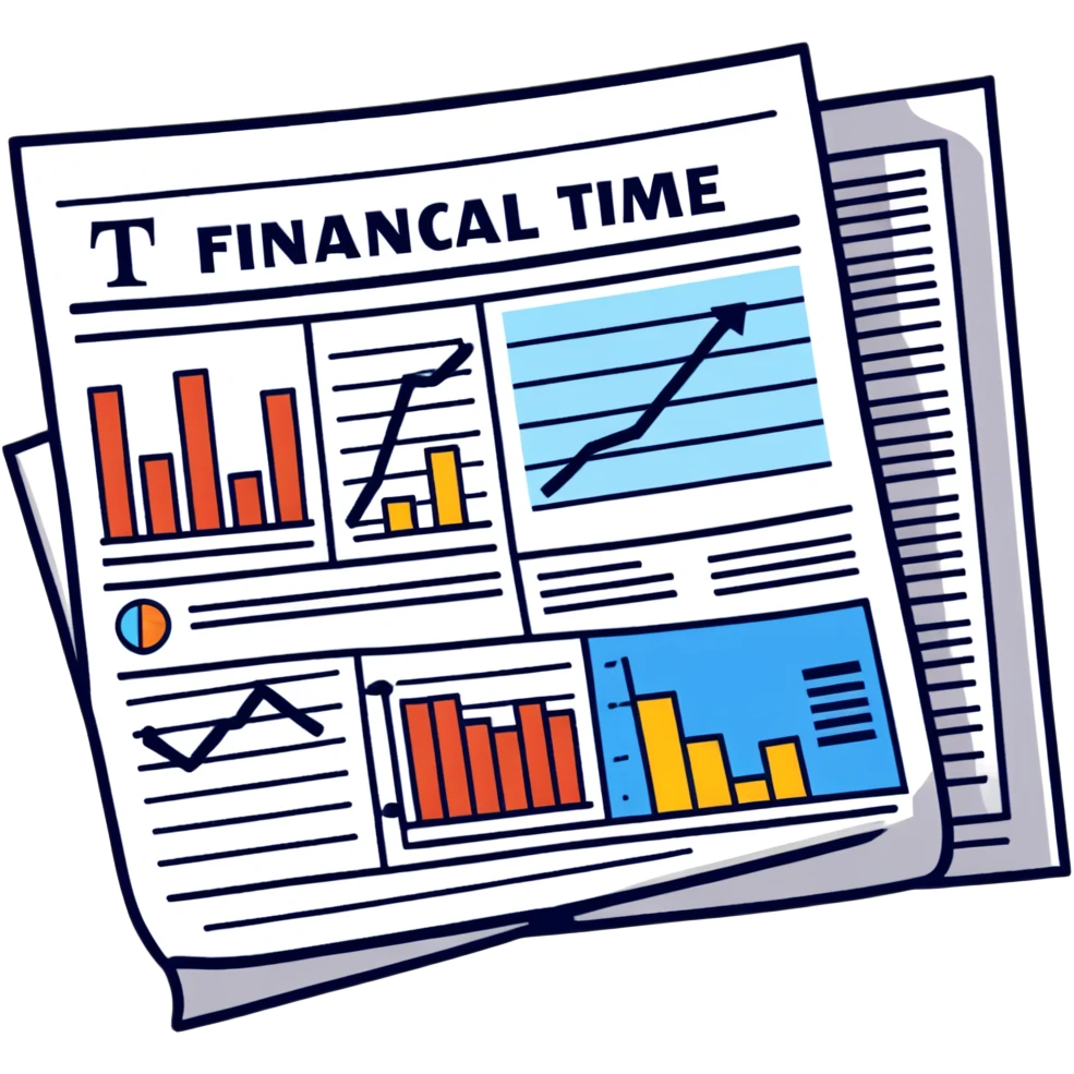 Financial Times newspaper with charts and graphs emoji