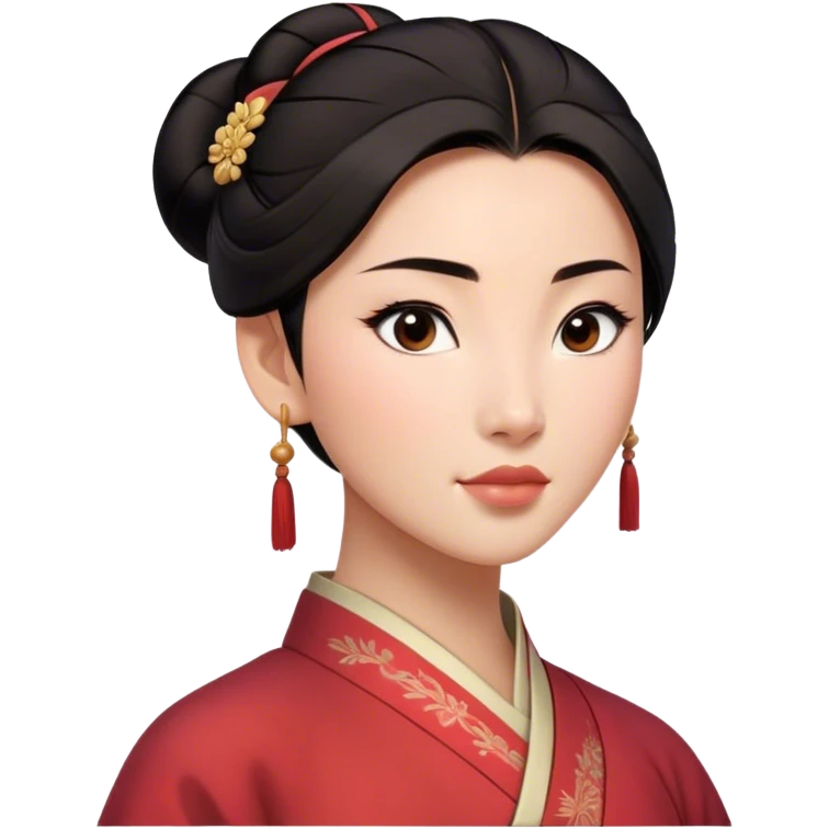 Cinematic Realistic Serene Mulan Portrait, showing Mulan (chest and above) with radiant, smooth skin and delicately detailed dark hair swept back in a neat bun. Her gentle, reflective expression is captured with soft natural lighting that highlights the nuanced textures of her features and traditional attire in muted hues. The composition glows with an inviting, natural radiance and subtle shadows, evoking a calm and introspective mood that speaks of quiet strength and enduring beauty. emoji