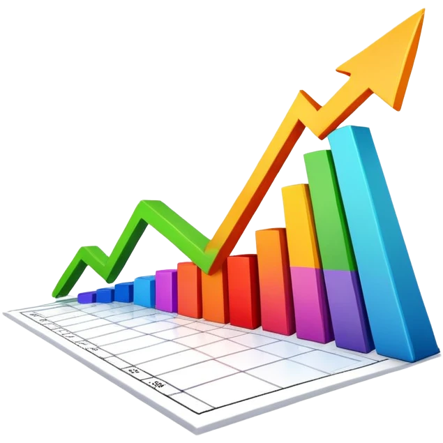 Upward trending business chart with arrow pointing up emoji