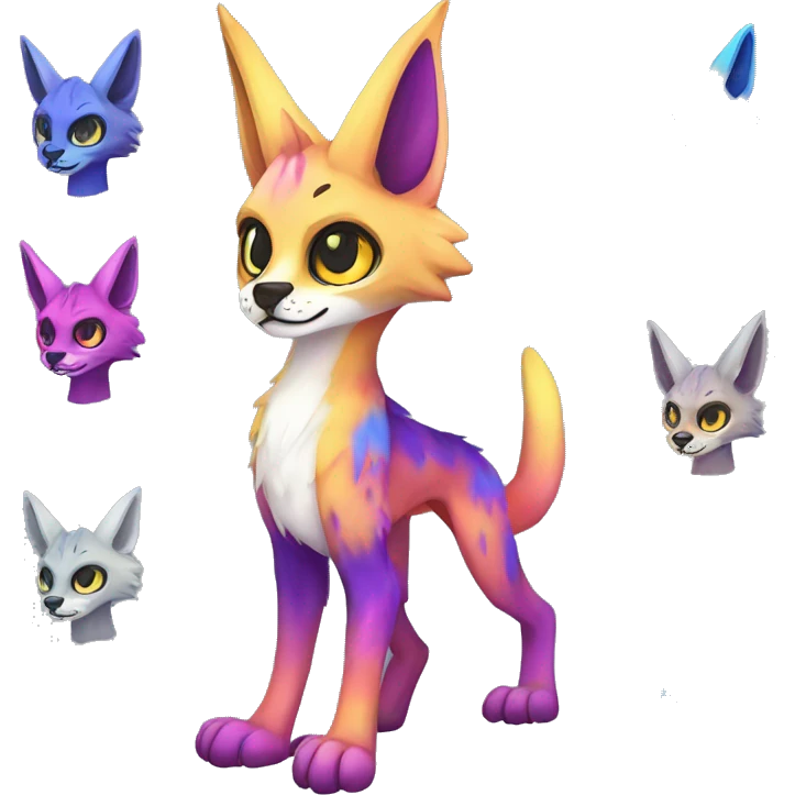 Epic Edgy Colorful ethereal eldritch Sergal-Serval-Fionbri full body emoji