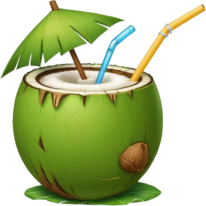 Green Coconut with straw emoji