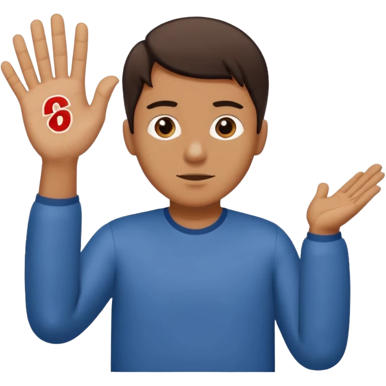 a guy shrugging his shoulders with a 6 above his right hand and a 7 above his left hand emoji