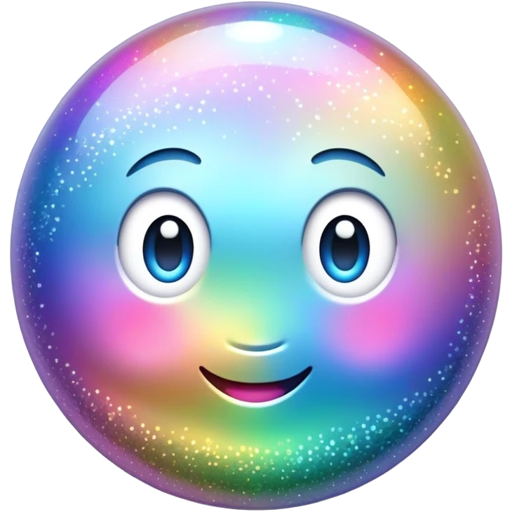 Iridescent big giant glistening glossy sparkly shiny glittery emoji
