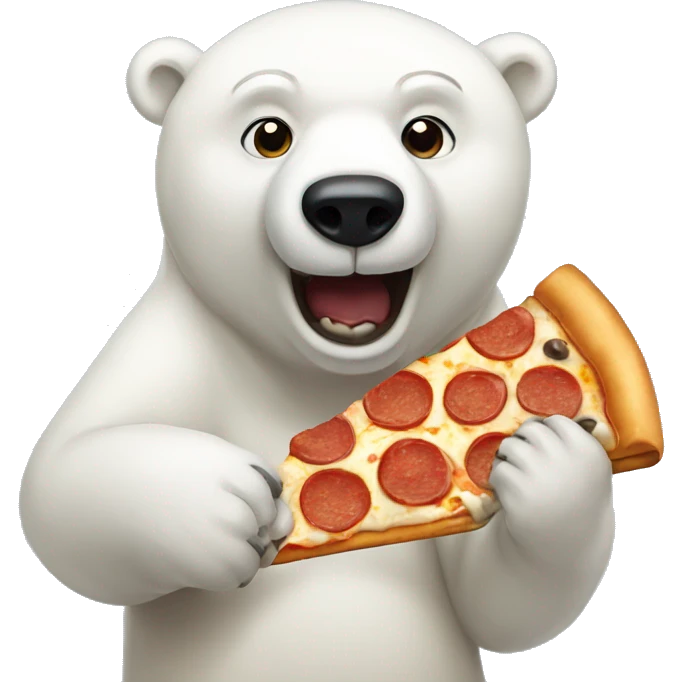 Polar bear eating a pizza emoji