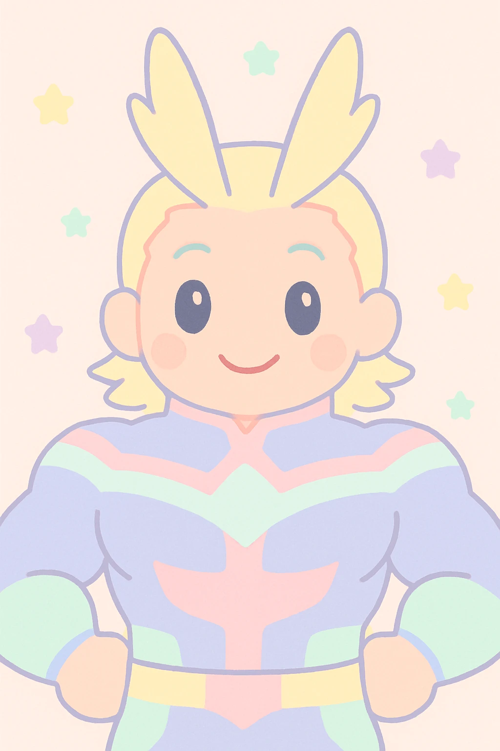 All Might in his muscular form, smiling heroically, anime style, My Hero Academia theme emoji
