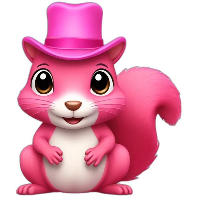 Pink squirrel with a hat emoji
