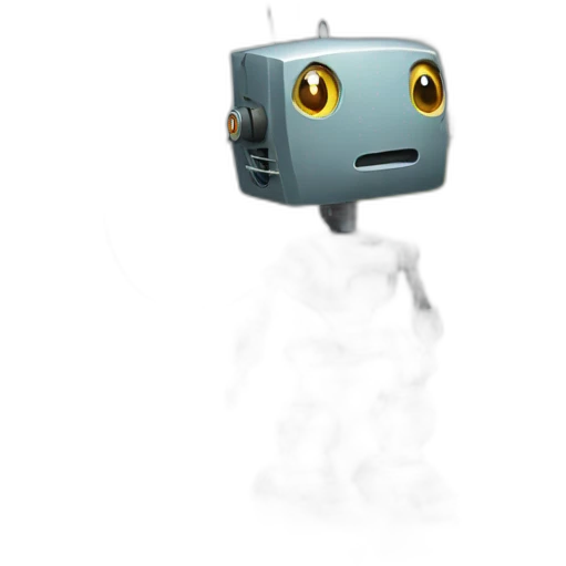 A robot that has caught something with a fishing road emoji