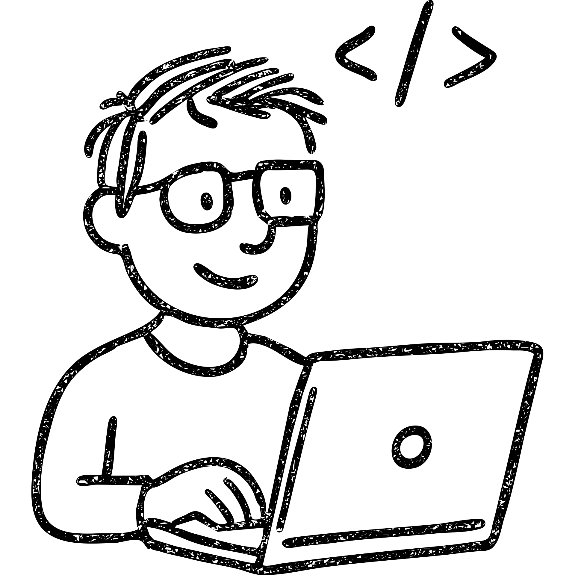 hand-drawn coder with a laptop emoji