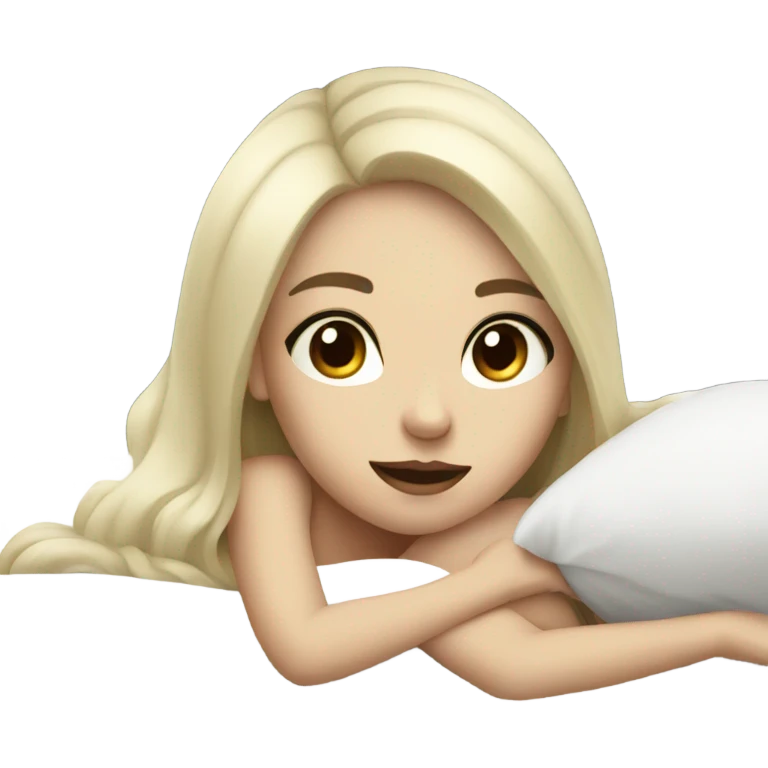 Pale girl with black hair laying in bed  emoji