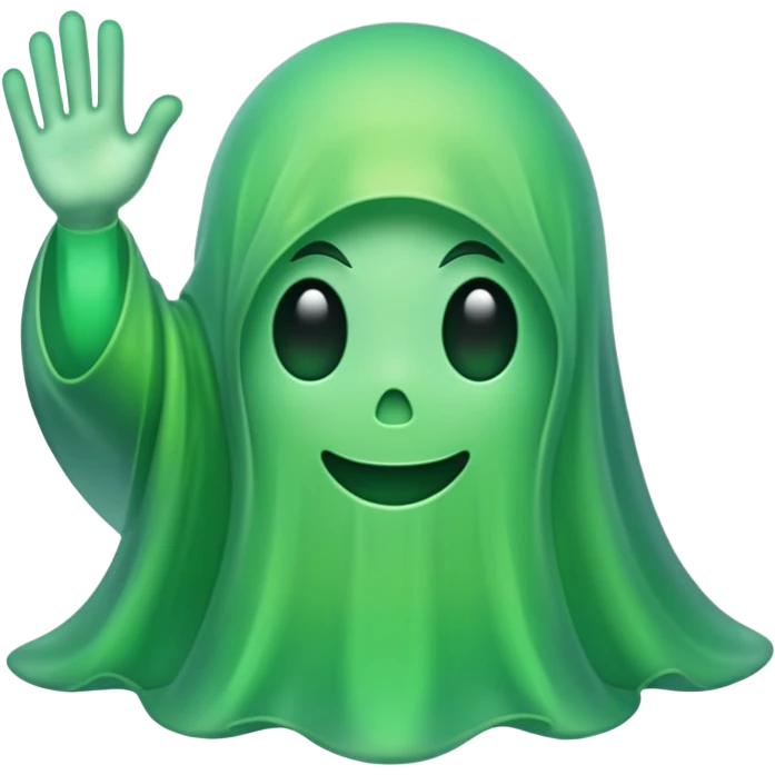 Green ghost floating playfully emoji