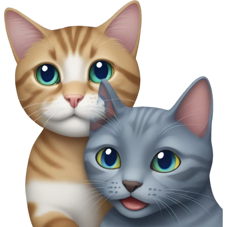 tabby cat & russian blue cat hugging eachother  emoji