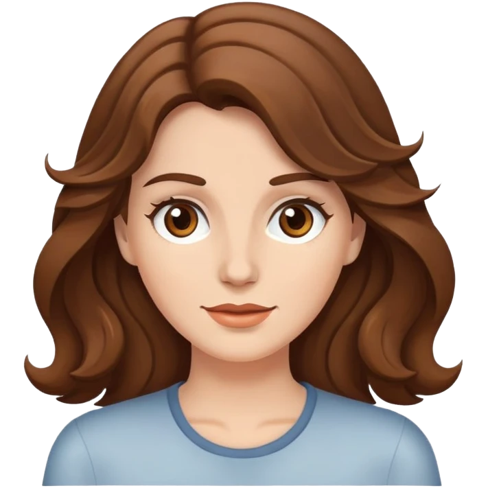 Ela tem que ser branca do cabelo ondulado castanho e grande com o olho castanho  emoji