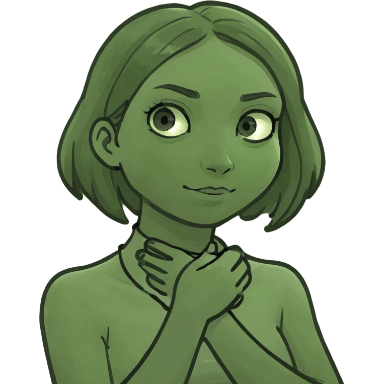 girl with hands held crossed tightly around her neck  emoji