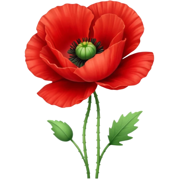 red poppy flower, realistic details, soft shading, apple emoji style, iOS 18 emoji