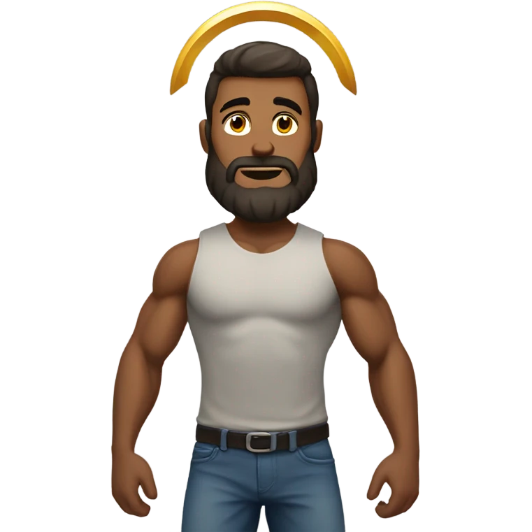 muscular man with beard and halo emoji