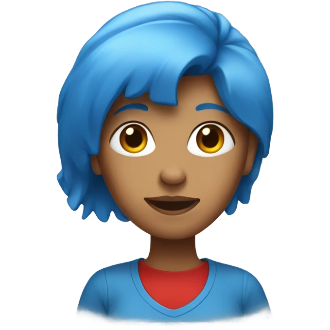 a woman with blue hair in red tshirt emoji