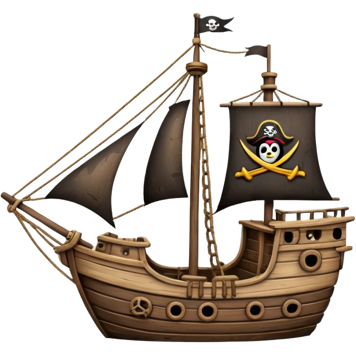 little pirate ship for penguins emoji