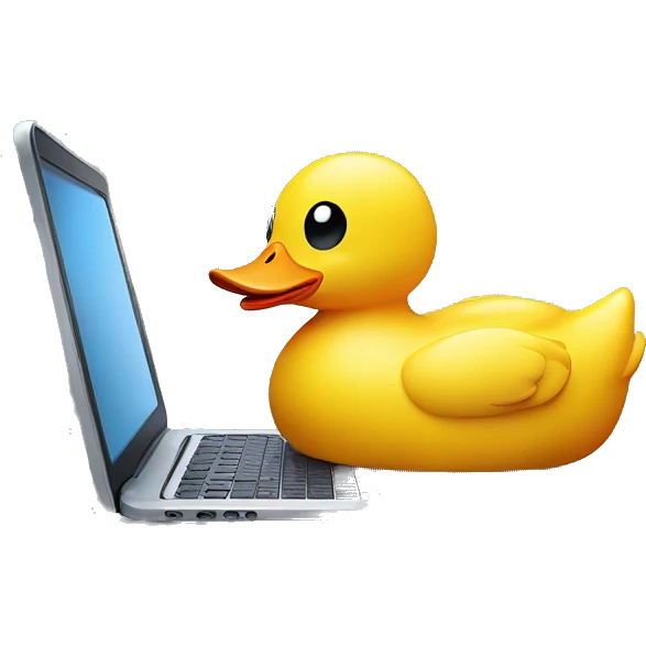 Rubber Duck coding with a laptop emoji