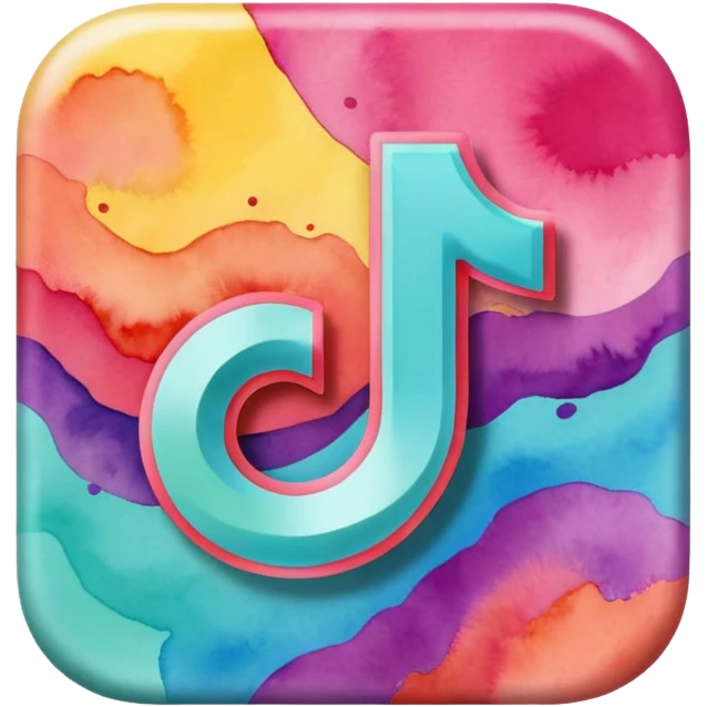 Realistic, watercolor, tiktok logo emoji