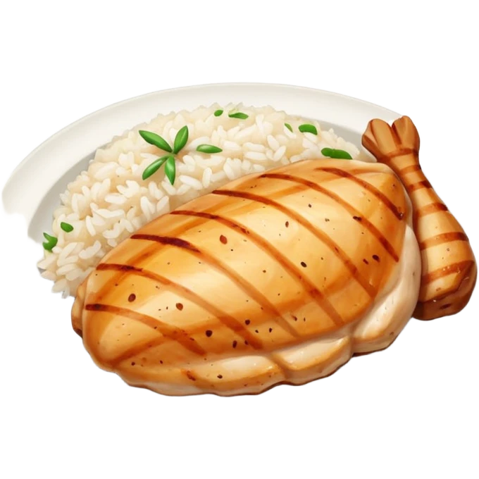 Chicken breast and rice in a plate emoji