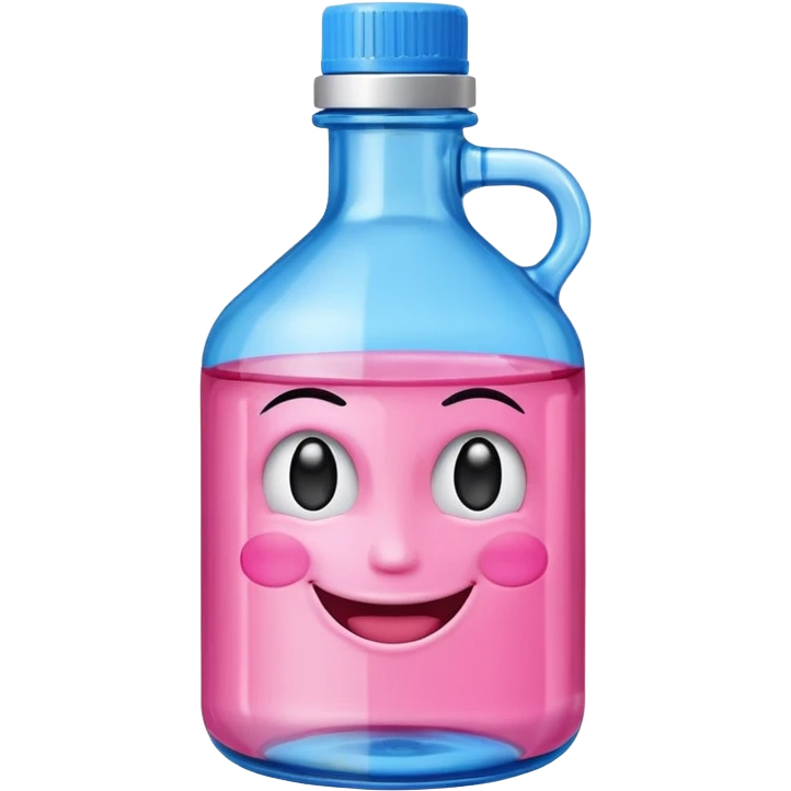 Smiling winking oil bottle pink blue top  emoji