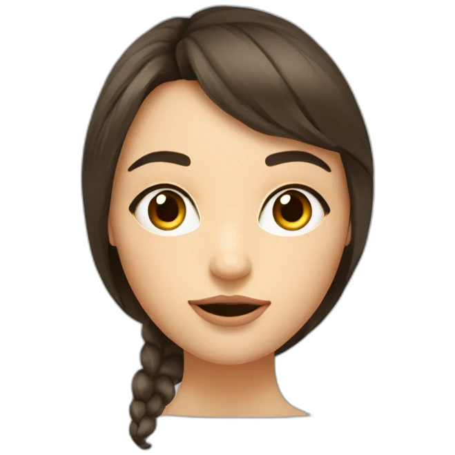 Fille brune abec des yeux bleux avec une frange et des cheuveux long emoji