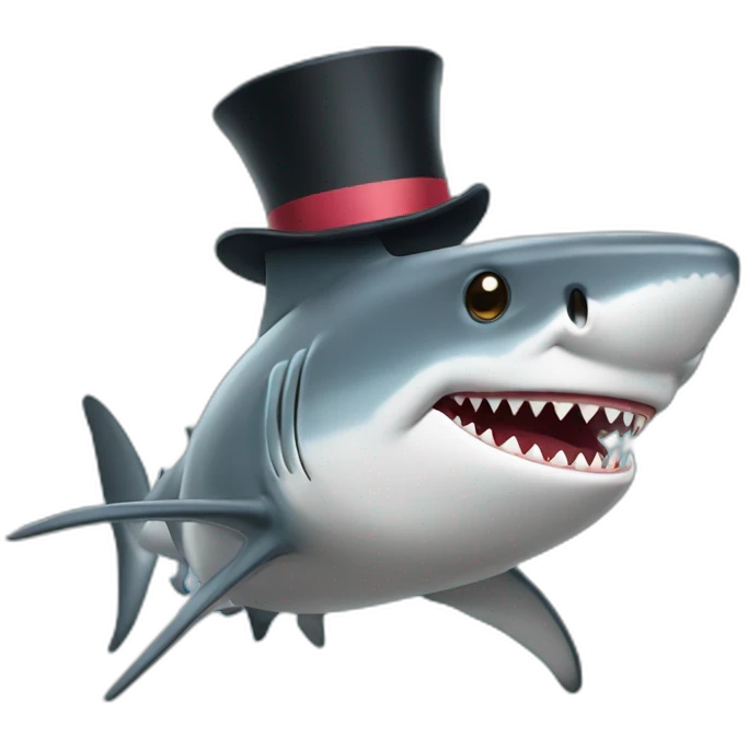 Shark with a top hat emoji